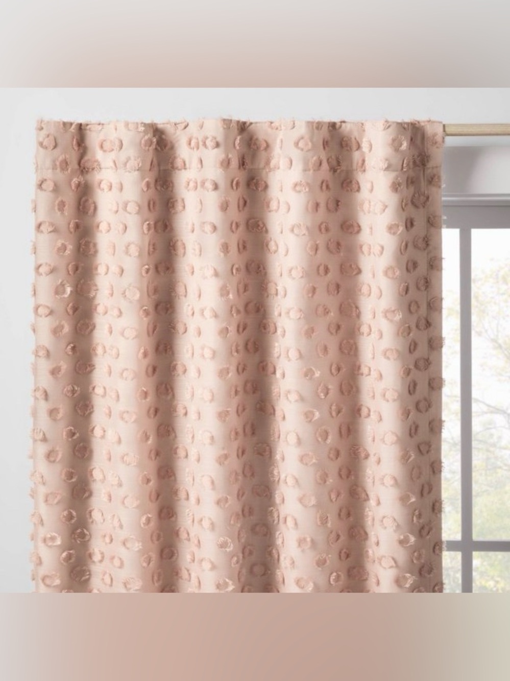 42”W x 63” L Blush Pink Clipped Dotted Dot Blackout Curtain Panel - Pillowfort